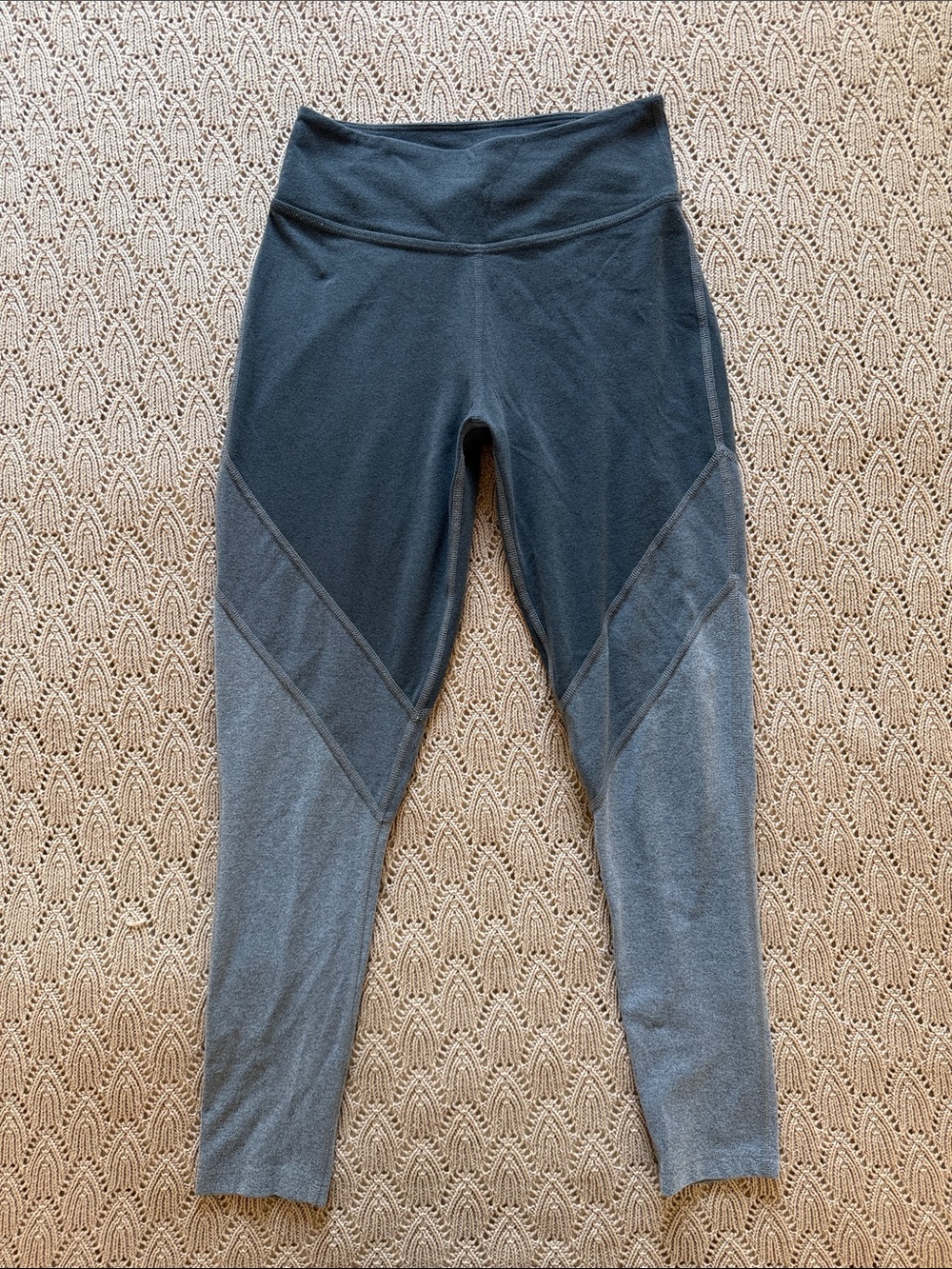 Beyond Yoga Two-Tone Charcoal and Light Gray Leggings